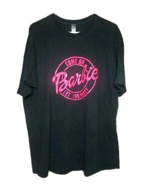 Barbie Come On Barbie Let's Go Party Graphic Tee Men's 2XL Black Vintage Pink